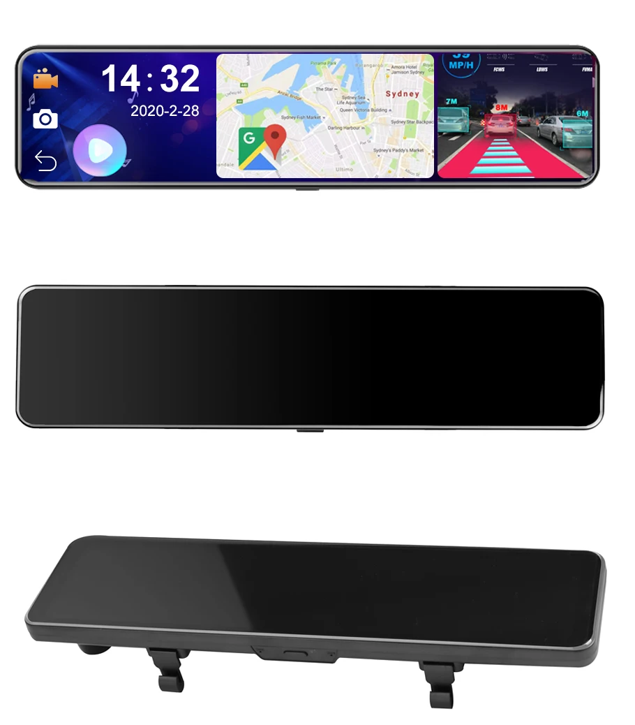 OBDPEAK D80 Android 8 1 Full HD 1080P 12 дюймов сенсорный IPS Автомобильный видеорегистратор с GPS