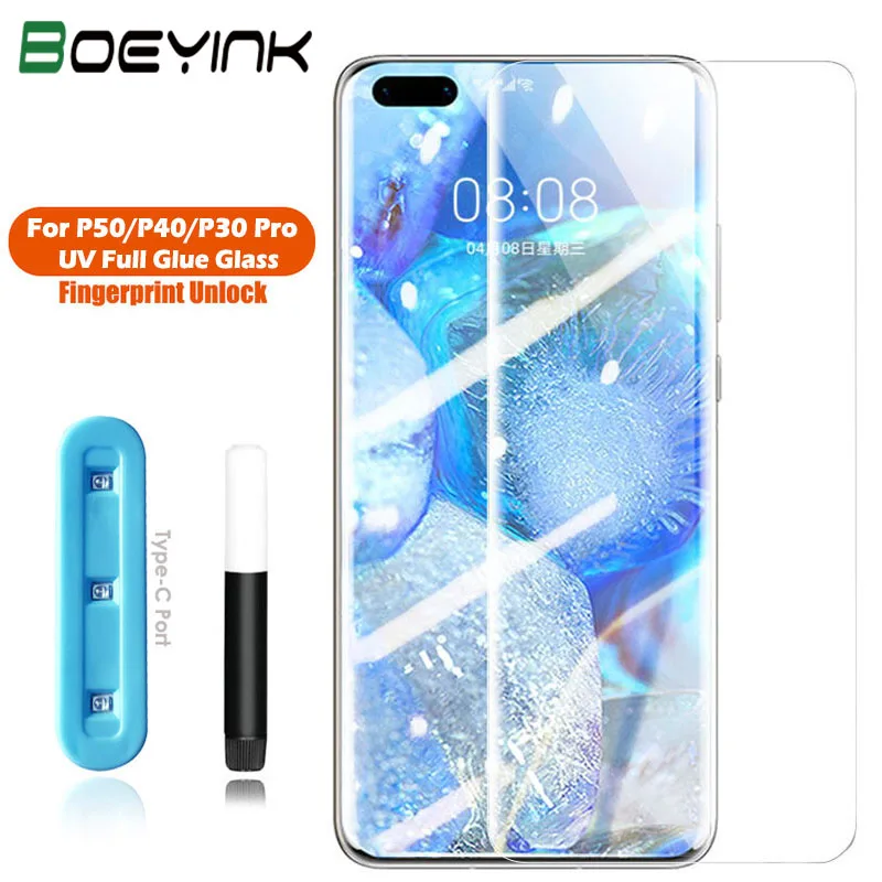 Защитная пленка для экрана Huawei Mate 40 Pro Plus RS 30 полноэкранная УФ-экрана клей P30 P40 P50