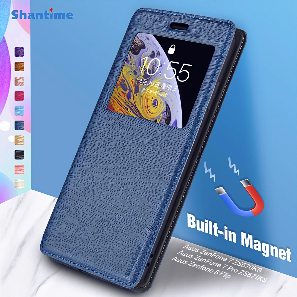 For Asus ZenFone 7 ZS670KS Case For Asus ZenFone 7 Pro ZS671KS Zenfone 8  Flip View Window Cover Invisible Magnet and Card Slot