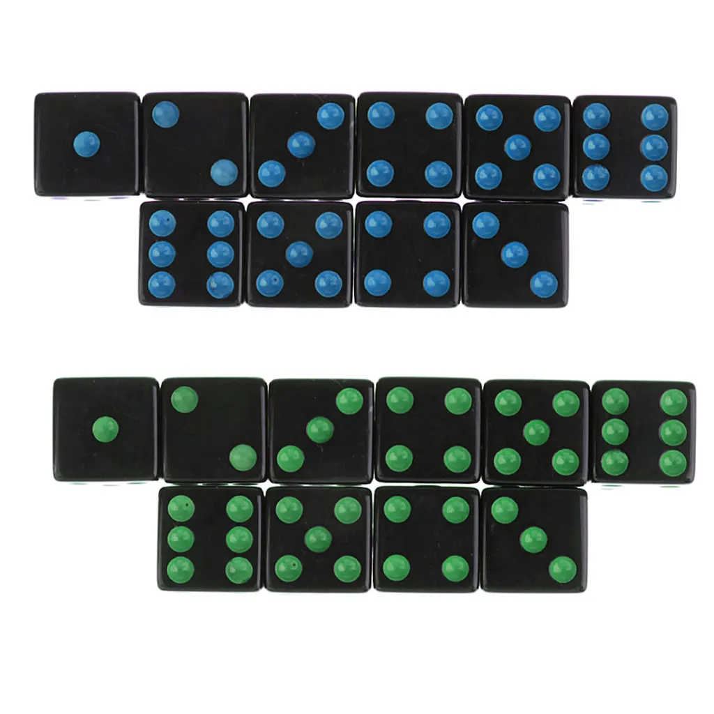 16mm Opaque Six Sided Spot Dice Games D6 4 Colours for D&D RPG MTG 20pc/set