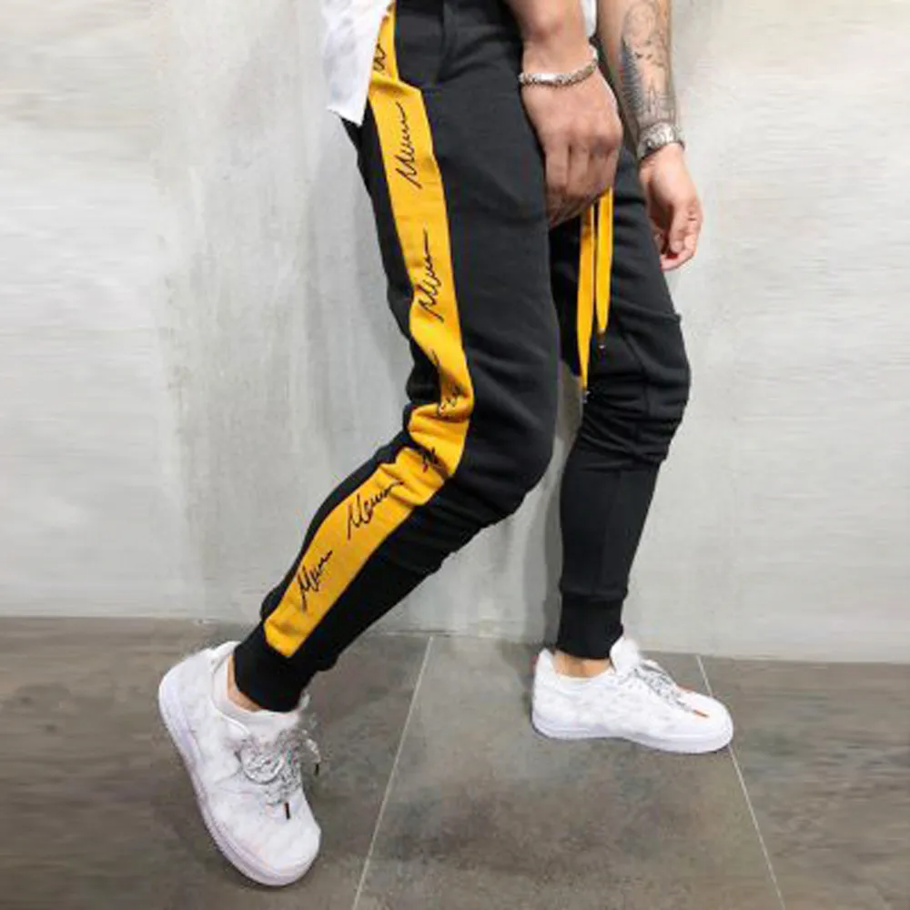 Mens Autumn Winter Joggers Patchwork Casual Drawstring Sweatpants Trouser Men Joggers Pants Track Harem Pants Men Pant 12.31