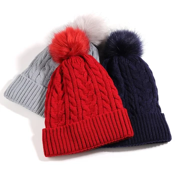 

2019 Winter Hats For Women Knitted Hat Thicken Warm Ladies Pom Pom Hats Beanie Female Pompom Hat With Pompon
