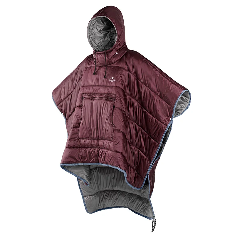 Naturehike NH18D010-P, хлопковый спальный мешок, пончо, стеганая куртка, пальто, одеяло с капюшоном для кемпинга, пешего туризма - Цвет: Crimson