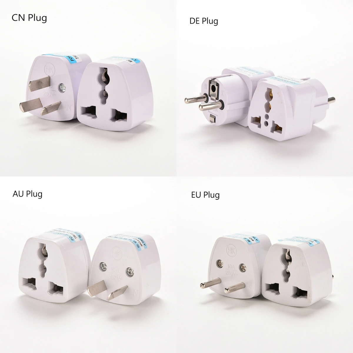 1pc Universal EU UK US GER AU CHN Plug Adapter European Germany Australia China Power Plug Socket White Travel Converter Plug