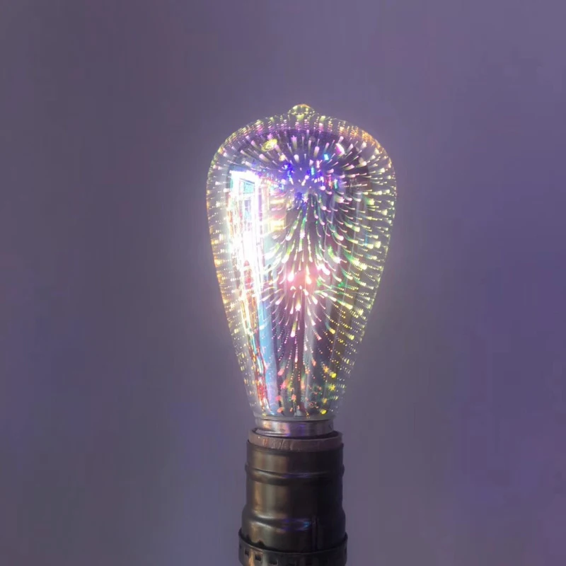 ST64 Ретро Эдисона лампочки E27 40LED лампы накаливания украшения Огни Новинка 3D лампы фейерверков домашний декор для вечеринки Рождества - Цвет: ST64