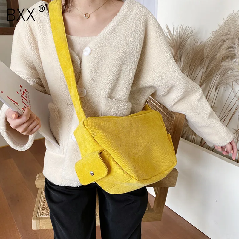 

[BXX] 2020 Autumn Winter Brand Designer Handbags High Quality Women Bag Corduroy Shoulder Bags Bucket Shoulder Handbags HJ286