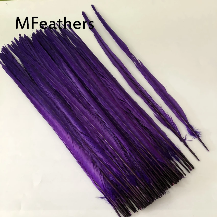 purple MFeathers 100 шт в переменного тока, 50-55 см 20-22 дюймов золото Краски Ringneck хвосты фазана перья натуральные леди ачерст фазан с меховым карнавальный костюм Dec - Цвет: purple
