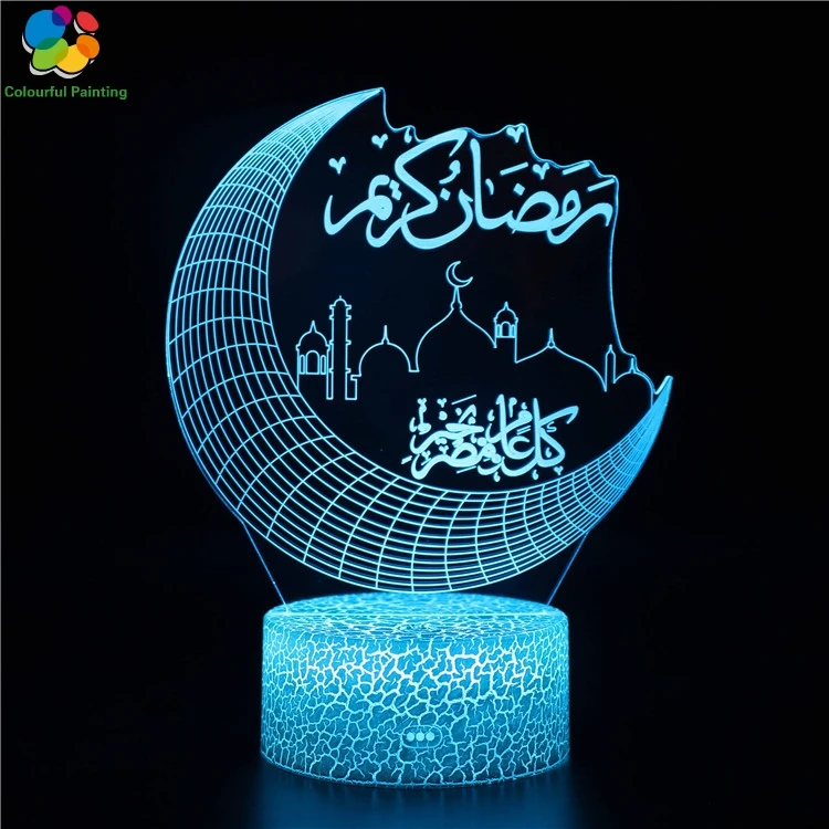 

Remote Control Religion Buddha Islam Christ 3D Light LED Crack Night Light 7 Colors Changing Lamp 3AA Battery Powered USB 15
