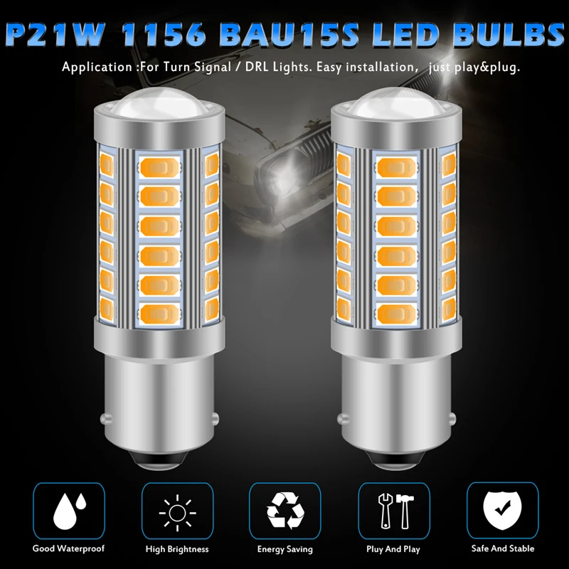 2 шт. 1156 BAU15S PY21W 7507 светодиодные лампы для автомобилей указатели поворота