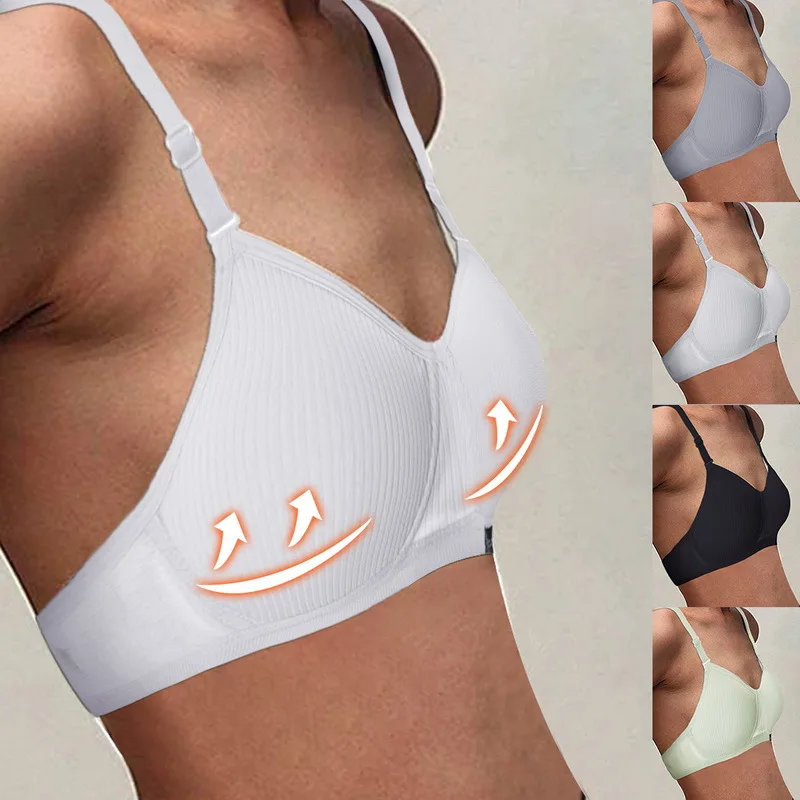 Han edition contracted girl pure cotton underwear bra high school student development thin without rims together to finalize the