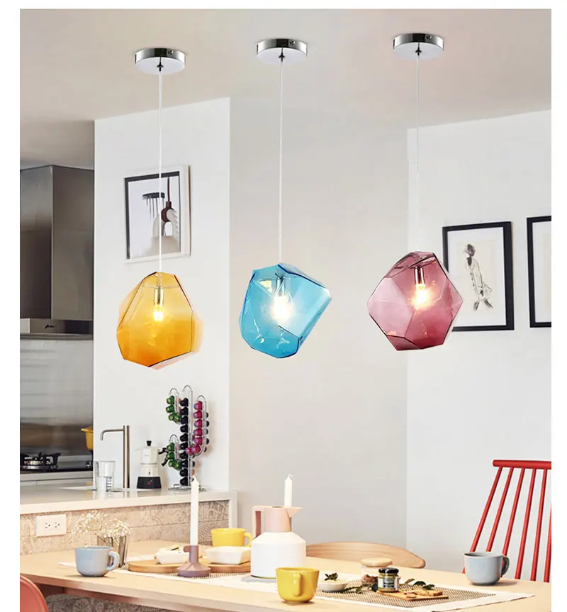 GLSZ простая лампа, красочное каменное стекло, подвесные светильники для гостиной, спальни, ресторана, кафе, баров, шортов G4, светодиодный светильник