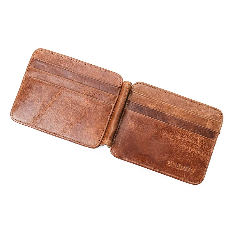 Beste Gubintu Merk Echt Leer Geld Clips Portefeuilles Mannen Vrouwen Kaarthouder Credit Id Card Paspoort Case Billfold