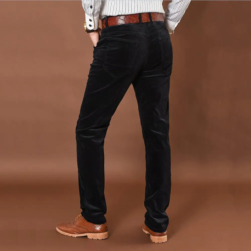 NIGRITY зимние толстые мужские брюки со средней талией свободные брюки эластичные вельветовые брюки длинные прямые деловые повседневные брюки 6 цветов