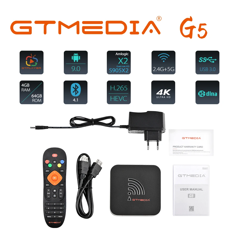 GTmedia G5 Android 9,0 PK X96 Мини Смарт ТВ приставка S905W2 4 Гб 64 Гб Поддержка 2,4G 5G беспроводной wifi IP tv медиа приставка телеприставка