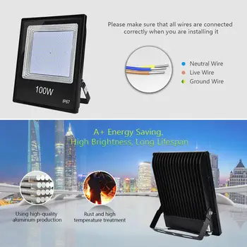 

2pcs 100W Rectangular Flood Light 220V Warm White