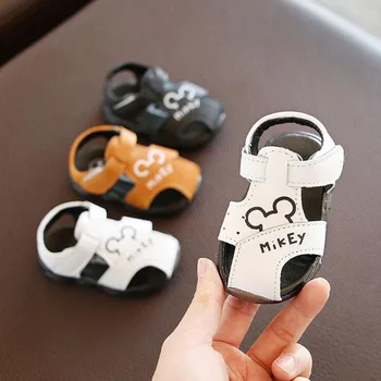 

2020 Summer Cartoon Baby Shoes Closed Toe Soft Leather Baby Boys Sandals Infant Toddler Shoes Beach Sandals for Kids 11.3-13.3cm