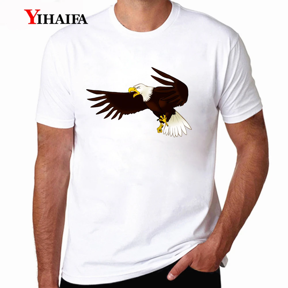

Casual New Mens T-Shirt Short Sleeve Tees Animal Eagle Gaphics Tee Shirts Pullover Hip Hop Streetwear White Tops