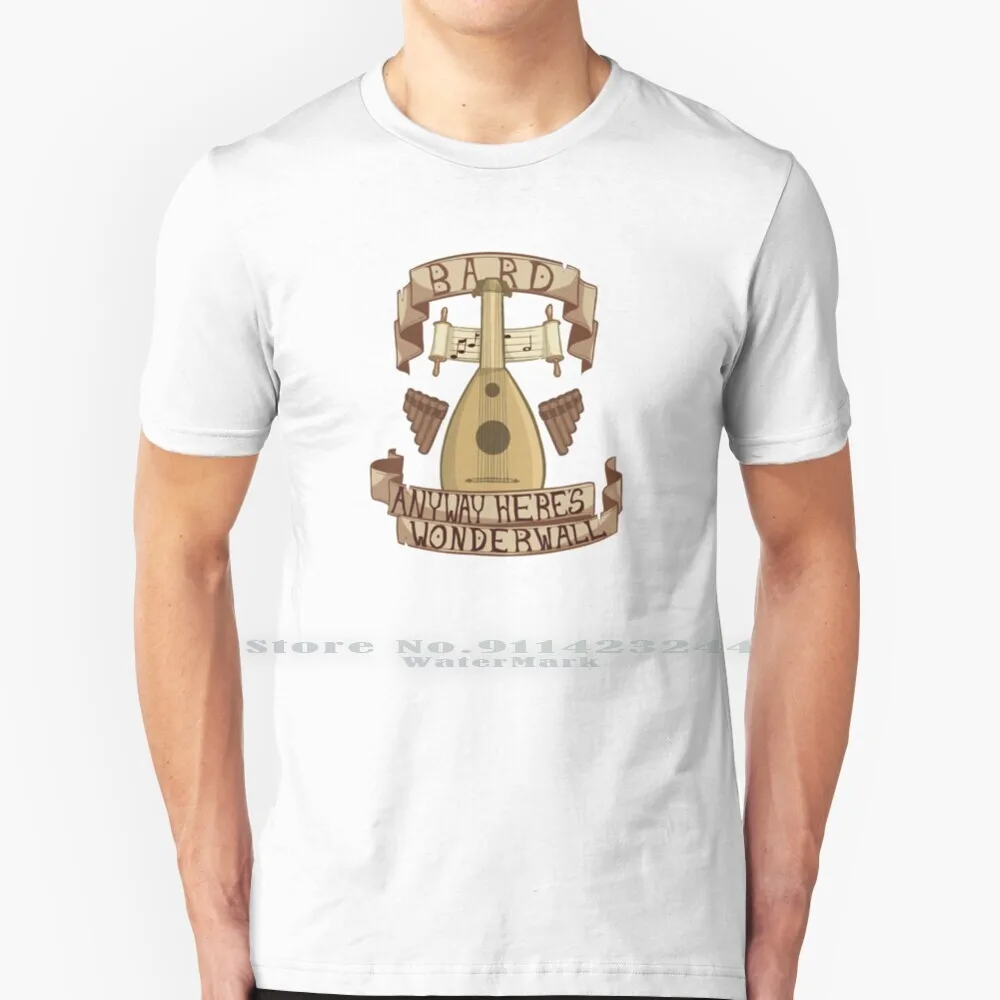 Anyway Here's Wonderwall T Shirt 100% Pure Cotton Ttrpg Fantasy Rpg Bard Dnd And Creative Trending Vintage Cool Gift Euro Us | Мужская