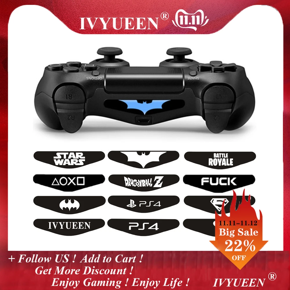 IVYUEEN 2 шт. для Dualshock 4 PS4 DS4 Pro тонкий контрольный Лер светодиодный светильник наклейка для бара наклейка крышка для playstation 4 контрольная игра скины