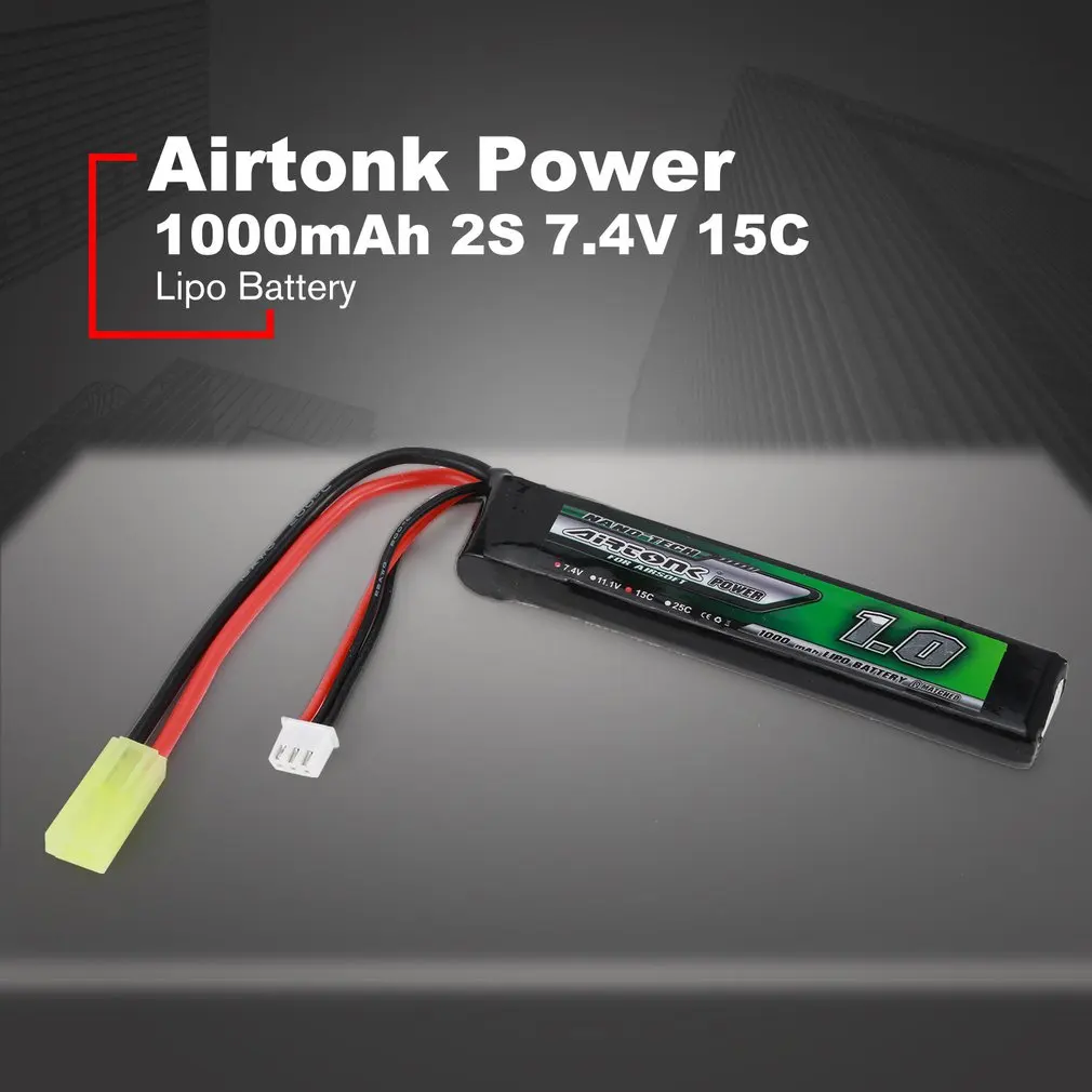 

Airtonk Power 7.4V 1000mAh 15C 2S/11.1V 15C 3S Lipo Battery Mini Tamiya Plug Rechargeable for Model Gun Toy Boy Gift