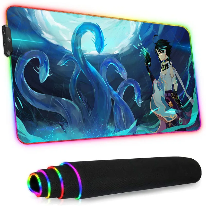 Led Mousepad Rgb Anime Tattoo Genshin Impact Mat Tiger Gaming Company Longteng Dedales Gamer Luminous Rug Magic Battle