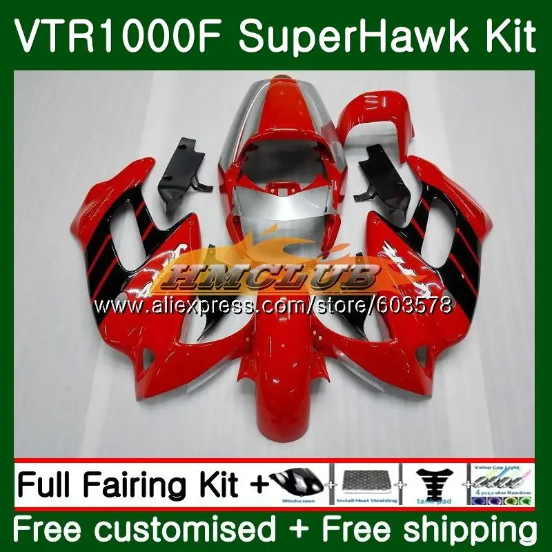 Корпус для HONDA SuperHawk VTR1000F 1997 2005 86CL.63 Горячий красный черный VTR1000 F VTR 1000 1000F 97 98 99 00 01 02
