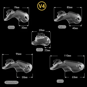 2021 New Resin HT-V4 Male Chastity Cage Device With 4 Penis Ring,Cock Lock, Penis Sleeve,Sex Toys For Men Gay 18+ Shop 6