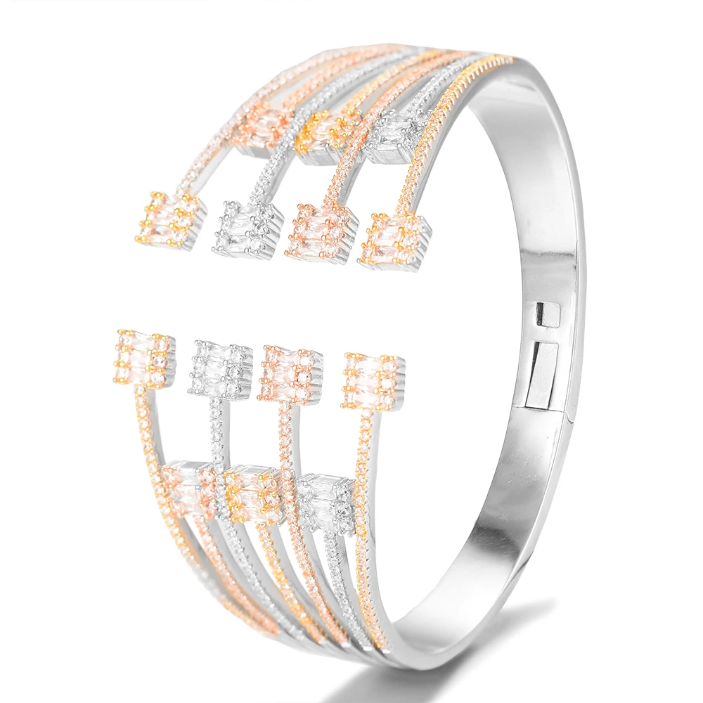missvikki Luxury New Elegant Stacks Big Bangle For Women Wedding Baguette Arabia Bangle Bridal brincos para as mulheres Hot