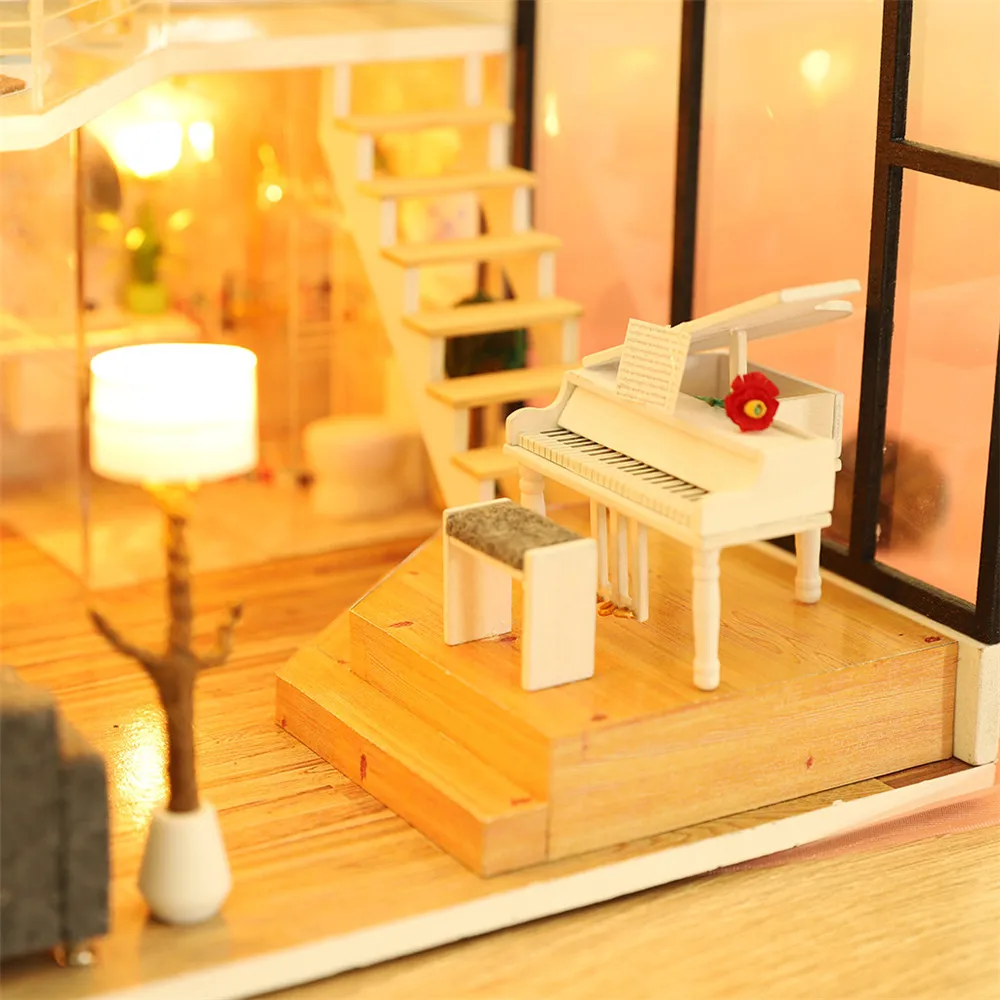 HIINST игрушки для детей DIY деревянный кукольный дом имитация модели мебель миниатюрный светодиодный кукольный домик декор для пазла игрушки творческие подарки