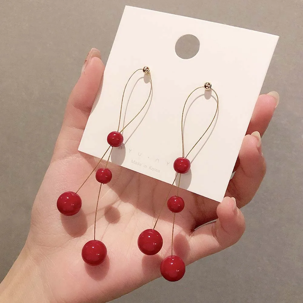 Темпераментные длинные серьги с имитацией жемчуга простые Подвесные элегантные