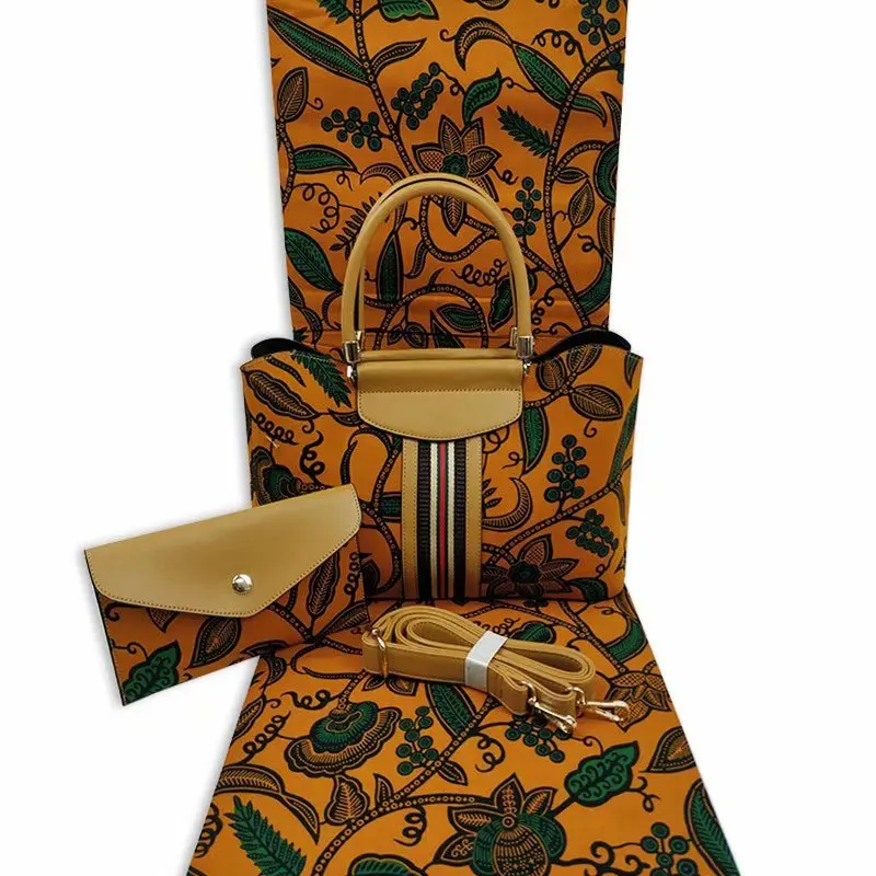 Женские кошельки и сумки в африканском стиле, восковая сумка, набор, африканская восковая ткань, 6 ярдов/партия