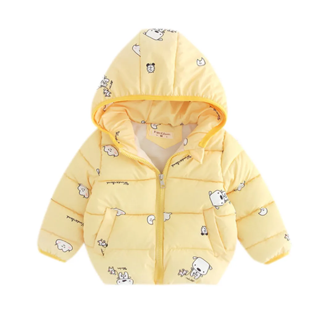 Baby Boys Girls Autumn Winter Cartoon Thick Warm Cotton Coats Kids Fashion Jacket Kids Zip Thick Snow Hooded Outwear Clothes