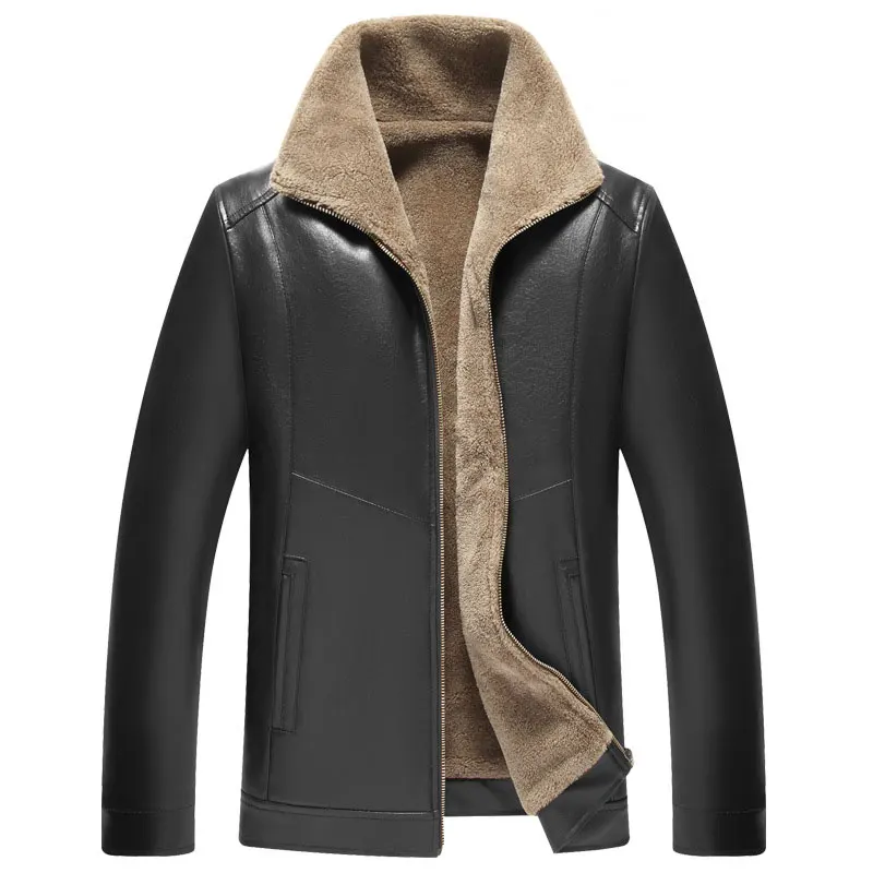 Winter Fur Collar Warm Jacket Men's Leather Jacket Brand Men's Pu Jackets Coat Jaqueta Couro casual Men's