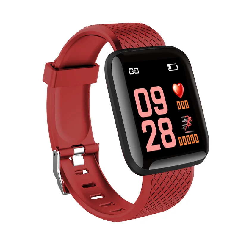 116 плюс браслет для смарт-часов, спортивный фитнес, кровяное давление, сердечный ритм, напоминание, часы с шагомером, дропшиппинг - Цвет: Red