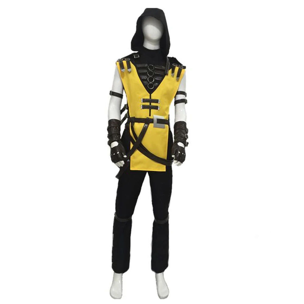 

Game Mortal Kombat Cosplay Scorpion Hanzo Hasashi Cosplay Costume Adult Men Uniform Suit Halloween Carnival Costumes