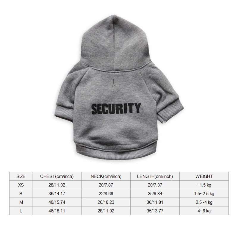 Security-Gray Охранная толстовка одежда для собак маленькая жакеты для собак зимняя одежда для домашних животных для чихуахуа французский щенок бульдога куртка теплая кошка костюм XS-L - Color: Security-Gray