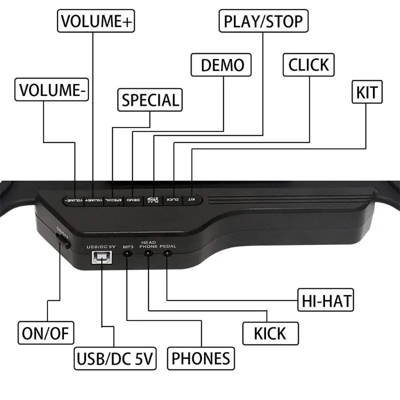 Портативный USB рулонный барабанный набор цифровой электронный барабанный набор 9 силиконовых барабанов с барабанные палочки, ножные педали для начинающих детей