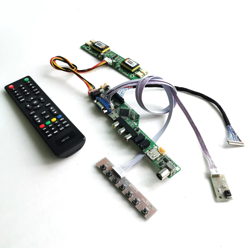 Для LM171W01-B3/C1/C2 ЖК-дисплей Панель Инвертор+ пульт+ клавиатура T. V56 привод карты платы 4CCFL LVDS 20Pin HDMI VGA AV USB RF комплект