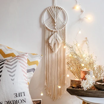 

Bohemian Chic Macrame Wall Hanging Tapestry Mandala Moon Dreamcatcher Wall Decor Boho Woven Knitted Tapestries Home Decoration