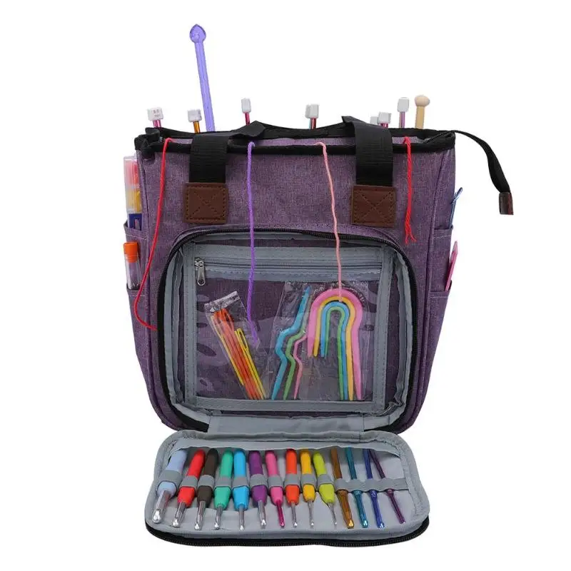 Портативная сумка для вязания, Оксфорд, большая вместительность, многофункциональные шерстяные крючки для вязания крючком, игла, сумки для хранения, пряжа, сумка-Органайзер