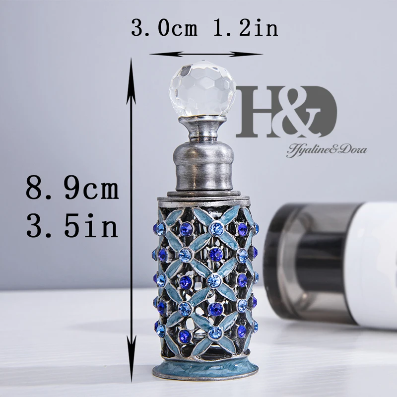 H& D 6 мл винтажный многоразовый флакон для духов, украшенный кристаллами, ретро пустотелый стеклянный флакон для духов, домашний Свадебный декор, подарок
