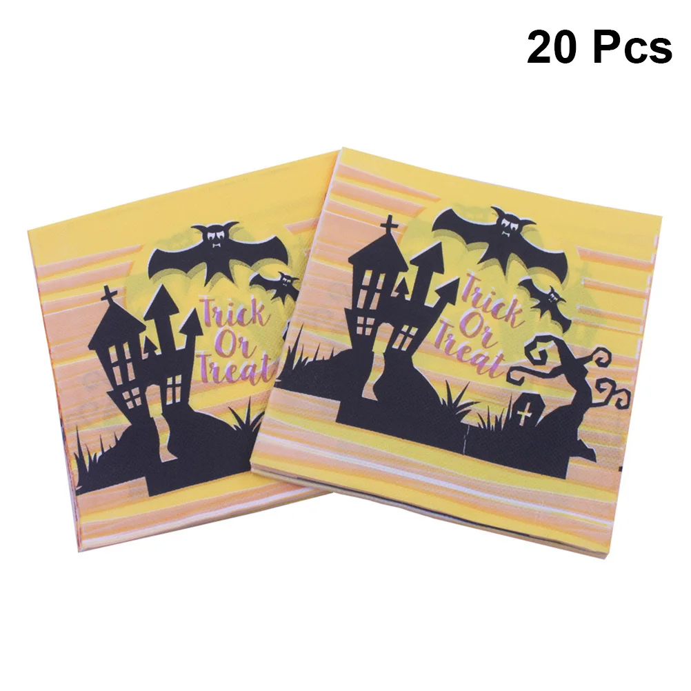 20pcs Halloween Bat Elf Tissue Disposable Paper Towel Decorative Napkin Dinner Supplies for Party Carnival Festival