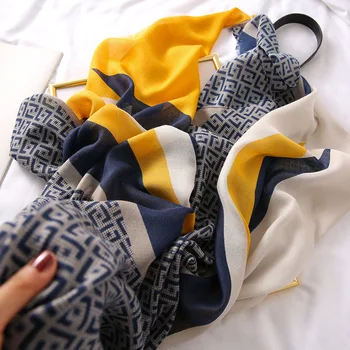 

Autumn and Winter Scarf Wild New Warm Korean Version of Color Cotton Feel Scarf Holiday Tourism Beach Towel