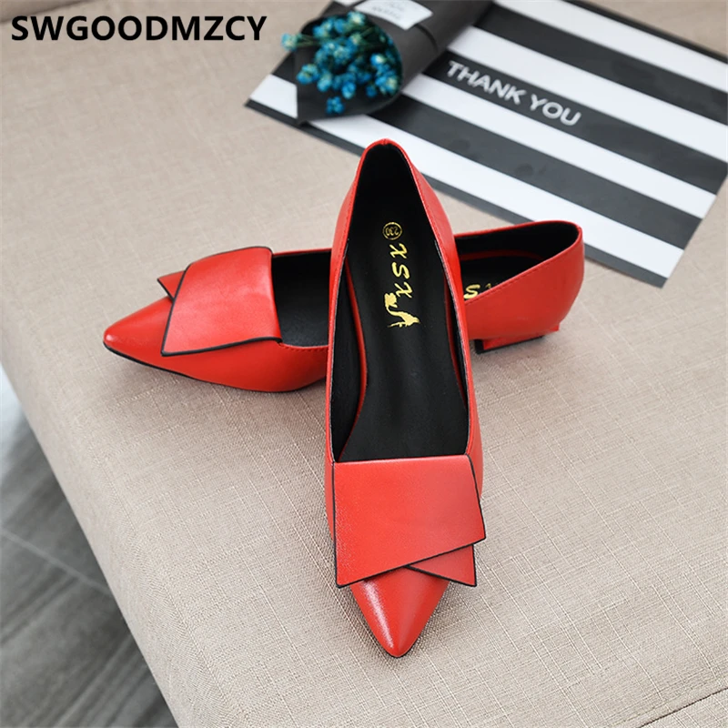 Pointed Toe Heels Low Heel Shoes Red Pumps Black Party Wedding Fashion Scarpe Donna Eleganti Estiletos Mujer 2021 | Обувь