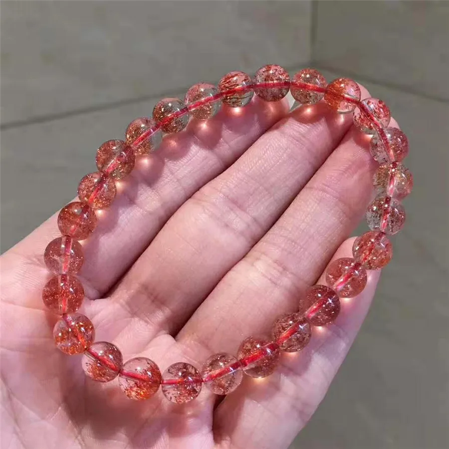 7,6 мм натуральный Lepidocrocite кварц красный супер 7 Редкие женские и мужские круглые бусины растягивающийся браслет сертификат AAAAA
