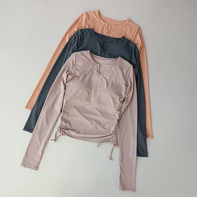 

Sport Fitness Women Long Sleeve V-neck Women Yoga Gym Outfits Workout Fitness Exercise Tank Top T-Shirts Camisole Shirt