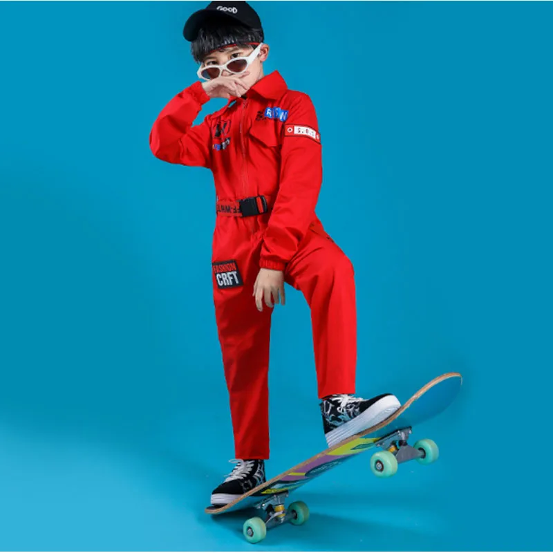 Boys Girls Jazz Modern Dancing Costumes Clothing Suits Children's Hip Hop Dance wear Outfits Stage Costumes Coverall Clothes