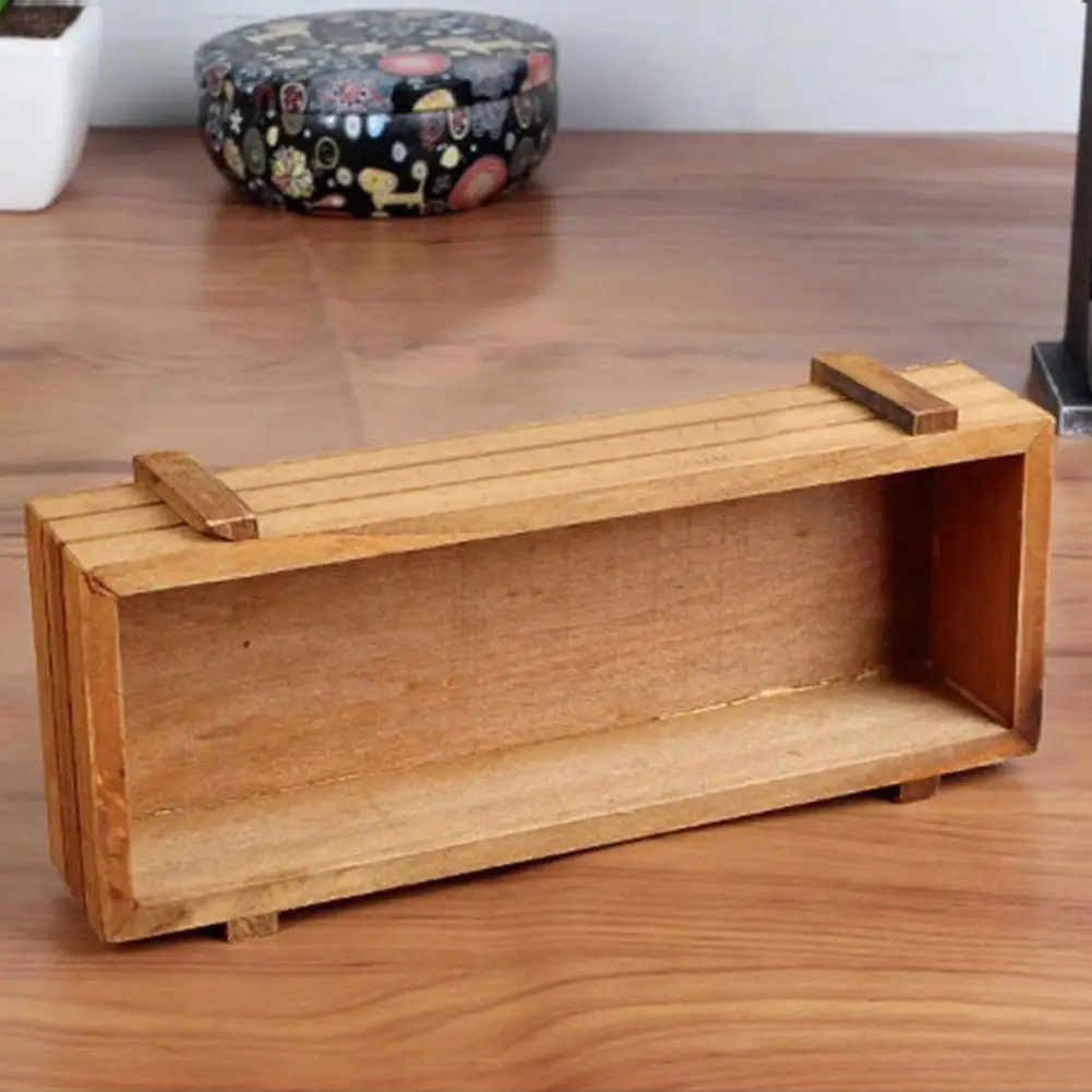 1 PC Crates Rectangle Table Flower Plant Pot Garden Decorative Vintage Succulent Planter Boxes Wooden Pot Gardening Accessories