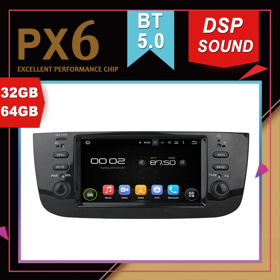 Автомобильный мультимедийный GPS-навигатор PX6 на Android 9 0 для FIAT LINEA 2014-2015 |