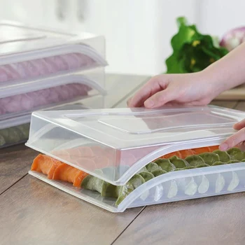 

Refrigerator Dumpling Box Storage Tray Single Layer Plastic Food Container Box for Keep Fresh Freeze Dumplings Wonton Organizer